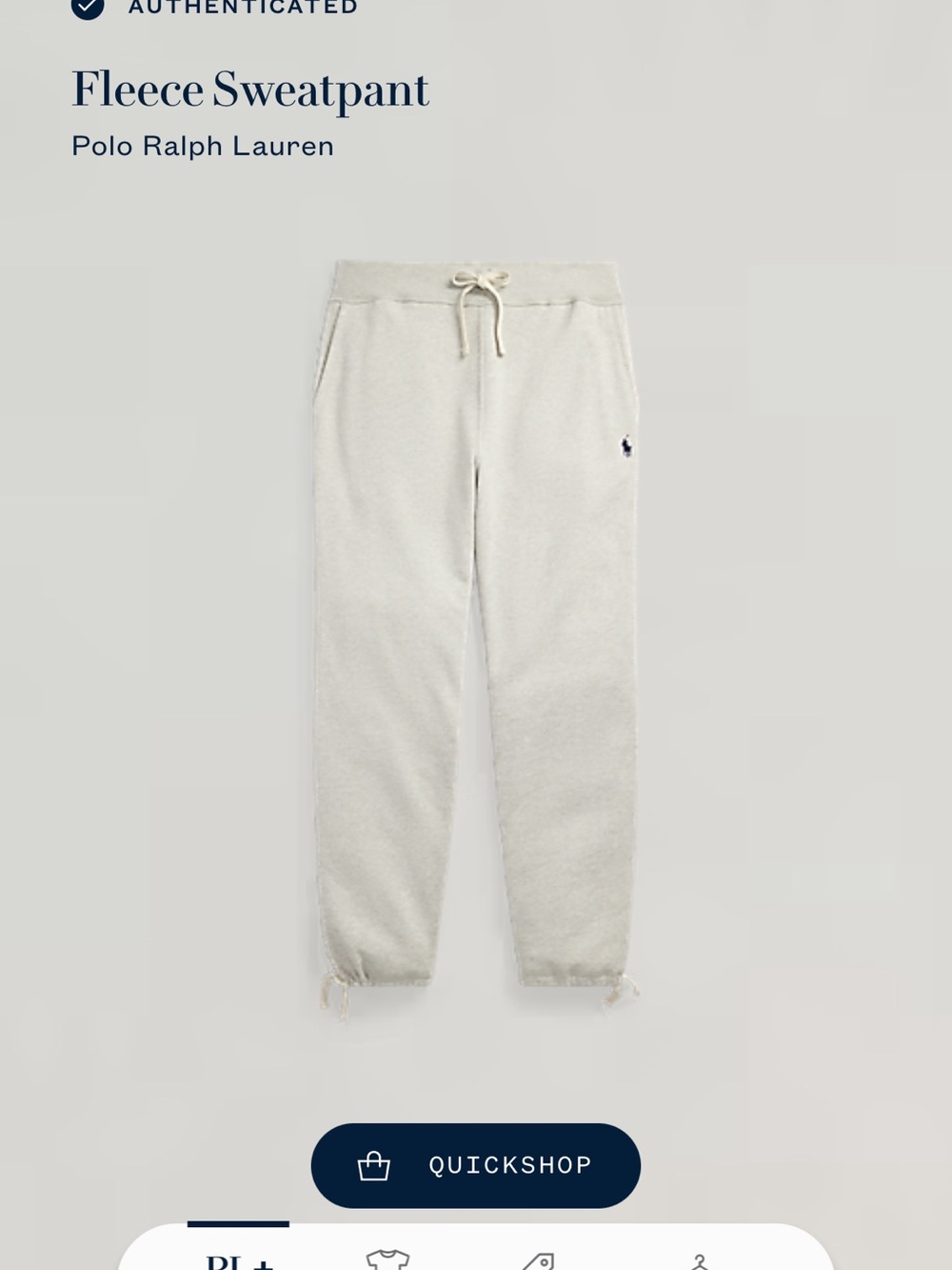 Polo Ralph Lauren light gray Fleece Joggers with Navy Polo Logo